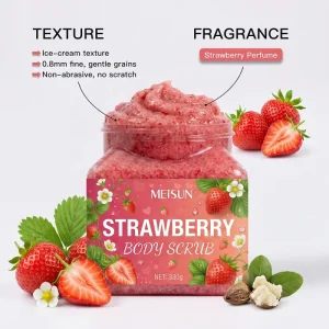 Custom logo Strawberry Sugar Vitamin c Body Scrub Exfoliating Brightening Moisturizing Private Label Salt Body Exfoliating Scrub