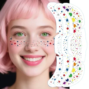 Customization Rainbow Freckles Patches Temporary Tattoo Stickers Women Fashion Face Body Art Festival Adornment Party