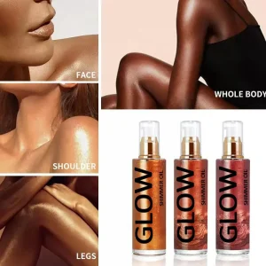 Customized 50mL Vegan Liquid Body Glitter Glow Illuminator Highlighter Shimmering Oil Featuring Your Brand Mineral Ingredients