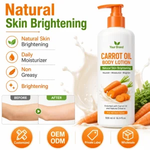 Customized Carrot Oil Body Lotion Natural Skin Brightening Daily Moisturizer Non Greasy OEM ODM Private Label