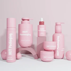 Customized Luxury Scrub Skincare Set Plastic Lotion Bottles Jars with Plastic Pump for Skincare Cosmetic Packing