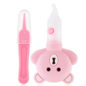 Cute Bear Design Silicone Baby Manual Vacuum Nasal Aspirator Safe Newborn Cleaning Nose Tools