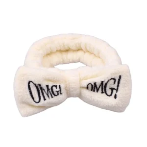 Cute Face Washing Plush Coral Fleece Elastic Hairband OMG Letters Makeup Turban Women Hair Accessories for Facial Care