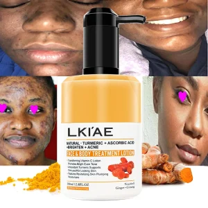 Dark & Brown Body Skin Care Lotion Organic Turmeric + Vitamin C 24H Moisture Brightening Acne & Oil Control for Ladies