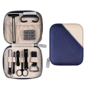 Deluxe Men Daily Nail Manicure Kit in Travel Case Stainless Steel Personal Care Tools Set Heavy Duty Men Shaving Tool Set