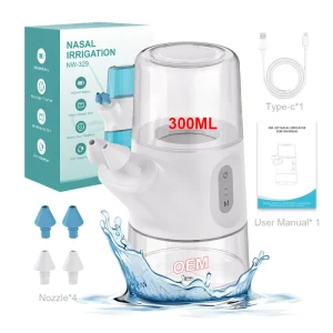 Double 300ml Water Tank Electric Nasal Wash Irrigator Nasal Cleaner for Nose Clean 2 Modes Electric Nasal Irrigator