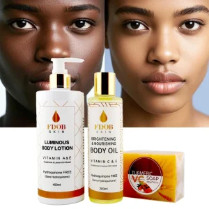 Double Glutathione Vitamin C Whitening Body Lotion 400ml Hydroquinone Free Skin Care Set Turmeric Soap for Face Hands