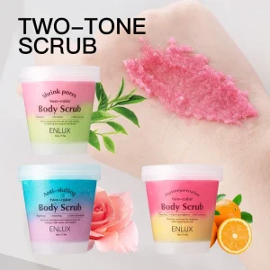 Dual Color Body Scrub Ice Cream Texture Shower Scrub Moisturizing Exfoliator Body Care Spa Gift Idea Rose Green Tea