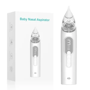 Electric Baby Nasal Aspirator Handheld Rechargeable Portable Snot Sucker with 3 Soft Silicone Tips for Infant