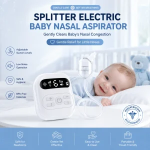 Electric Baby Nasal Aspirator Portable Rechargeable Nose Cleaner with 3 Suction Levels Rechargeable Snot Sucker