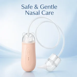 Electric Baby Nasal Aspirator USB Rechargeable Infant Nose Cleaner with 80cm Tube and Silicone Tip