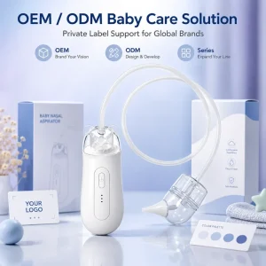 Electric Baby Nasal Aspirator USB Rechargeable Infant Nose Cleaner with 80cm Tube and Silicone Tip