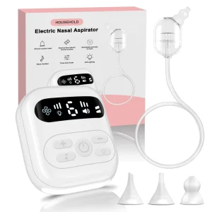 Electric Nasal Aspirator for Babies Newborns USB Rechargeable 2 Hours Battery Life Home Use Anti-Reflux Design Plastic