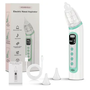 Electric Nasal Aspirator with 3 Suction Levels Rechargeable Baby Nose Cleaner with Music and Soft Silicone Tip