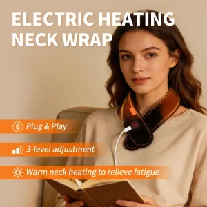 Electric Neck Heating Wrap 3 Heat Settings 45min Auto Off USB Powered Soft Warm Wrap for Sore Stiff Neck Relief Daily Use