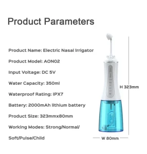 Electric Portable Nose Irrigator with 5 Modes 350ml Water Tank