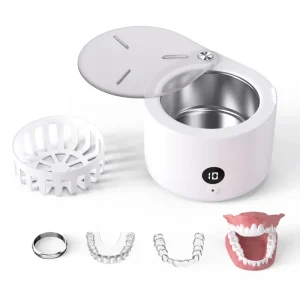 Electric Portable Ultrasonic Retainer Denture Cleaner 45kHz Household Car Use Oral Care Custom Logo