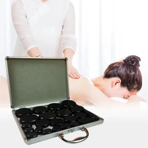 Electric Warm Stone 28 Piece Spa Heater Kit with Basalt Hot Stones Constant Temperature & Timing Control for Body Massage