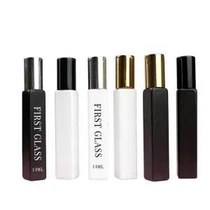 Empty 10ml Frost Rectangle Square Refillable Perfume Spray Bottle Black White Glass Perfume Bottle with Paper Box Packaging
