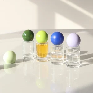 Empty Cylinder Mini 15ml 30ml Glass Perfume Bottles with Matte Ball Cap Crimp Spray Perfume Bottle Colorful Lid