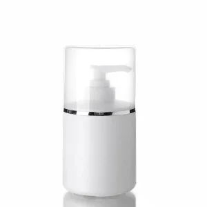 Empty New Design Eco friendly Cosmetic Flat Shoulder HDPE Lotion Shampoo Pump Bottles 250ml 300ml Screen Printing