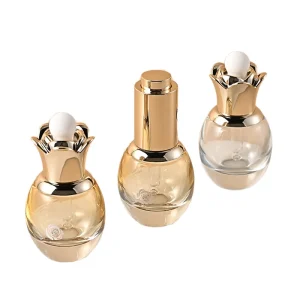 Empty Small Perfume Oil Serum Pump Glass Bottle 20 ml Skin Care Crystal Essence Push Dropper with Screen Printing
