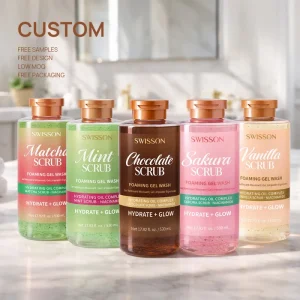 Exfoliating Foaming Gel Wash Niacinamide Fruit Dessert Scented Scrub Body Wash Strawberry Chocolate Vanilla Matcha