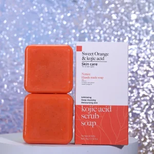 Exfoliating Sweet Orange Kojic Acid Handmade Scrub Soap Turmeric Plant Extract Oil Control Brighten All Skin Types