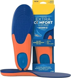 Extra Comfort Support Orthotic Insoles for Men All Day Massaging Gel Shoe Inserts Trim Fit for Big Tall Men 200lbs+ Wide Feet