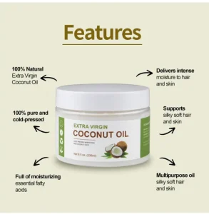 Extra Virgin 100% Pure Coconut Oil Essential Oil for All Skin Types Nourishing Moisturizer Eco Friendly Private Label