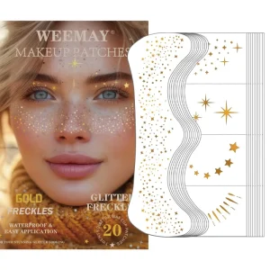 Face Glitter Freckles Tattoo Temporary Makeup Patches Body Glitter Sparkle Fake Freckles Stickers for Women Kids Festival