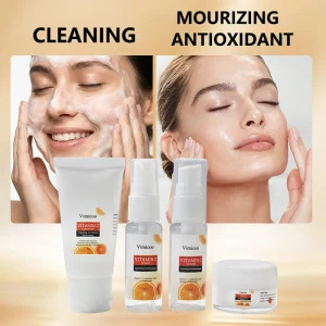 Face Skin Care Set Travel Size Vitamin C Niacinamide Whitening Natural Skincare Kit