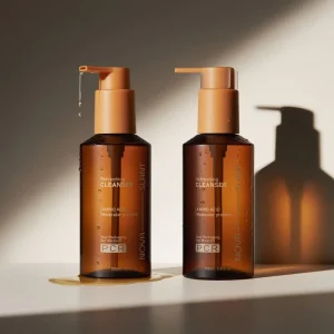 Face Wash Cleansing Oil Bottles 100ml 150ml 200ml 300ml Body Lotion Pump Bottles Amber PET Plastic Cosmetic Body Oil Bottles