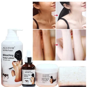 Face Whitening Bleaching Pimples Dark Spot Corrector Serum Cream Body Lotion Soap Skin Care Set