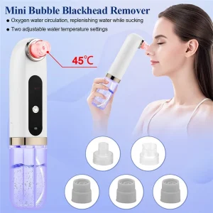 Facial Nose Acne Comedone Whitehead Extractor Tool Heat Water Pore Vacuum Bubble Blackhead Removal Machine with 6 Suction Heads