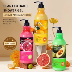 Factory Natural Herbal Body Wash 1.38L Lemon pomegranate avocado Refreshing Deep Cleaning Shower Gel Set Skin Care Set