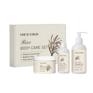 Factory Supply Natural Skincare Organic Rice Milk Kit Body Cleanser Lotion Moisturizing Hydrating