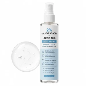 Fast Drying Body Mist Back Arms Legs Body Acne KP Exfoliating 2% Salicylic Acid Body Spray with Lactic Acid Niacinamide