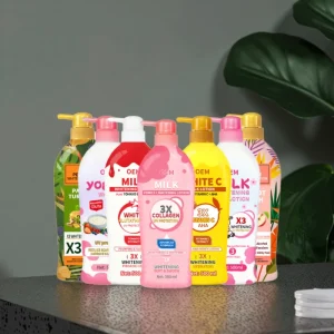 Fectory Whitening Nourishing Goat Milk Body Lotion Set with Hyaluronic Acid 500ml for Men Women