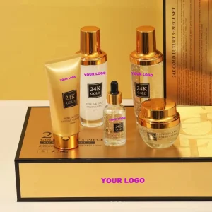 Free Sample 24K Gold Skin Care Set Collagen Hyaluronic Acid Sulfate free Moisturizing Hydrating Anti Aging Facial Care Kit