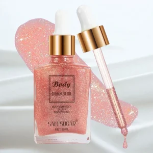 Free Sample Body Shimmer Oil Shiny Glitter High Lighter for Face Body Butter