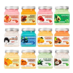 Fruity Scented Cream Form Full Body Scrub Exfoliating and Whitening ‘Chicken Skin’ Sea Salt Facial Scrub for Bathing
