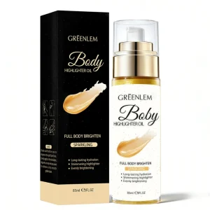 GREENLEM Gold Shimmer Body Oil with Visible Glitter Lightweight Tan Extender & Illuminator for Women