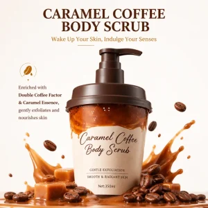 Gentle Smooth Radiant Skin Spa Exfoliating Shower Gel Caramel Coffee Body Scrub with Double Coffee Factor Caramel Essence