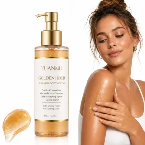 Glazed Glisten Golden Hour Body Gel Oil Glow Vanilla Cocoa Shimmering with Ultra-Hydrating Lipids Pure Cocoa Butter