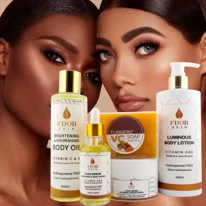Glowing Skincare Set with Collagen Vitamin C and E Glutathione Infusion Hydroquinone Free Body Oil Lotion Serum Brightening Set