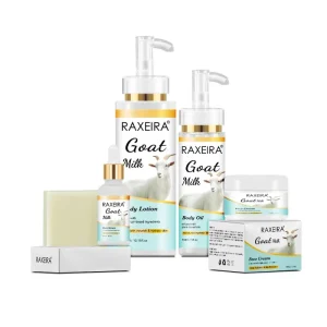 Goat Milk Whitening Skin Care Set Face Serum Body Lotion Cream Body Oil Soap Skin Clean Rejuvenating Skin Care Set