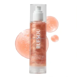 Gold Body Glow Oil with SPF 50 Broad Spectrum Lightweight Sunscreen Long Lasting Shimmer Body Lotion for All Skin Types