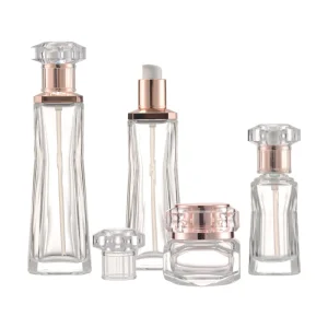 Gold Serum Set Packaging Skin Care Bottle Face Cream clear Glass Bottle Container for Face Body Cream a Set of Packing