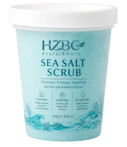 HZBC Sea Salt Body Scrub Natural Mineral Rich Exfoliator for Smooth Skin Deep Cleansing Removes Dead Skin Detox